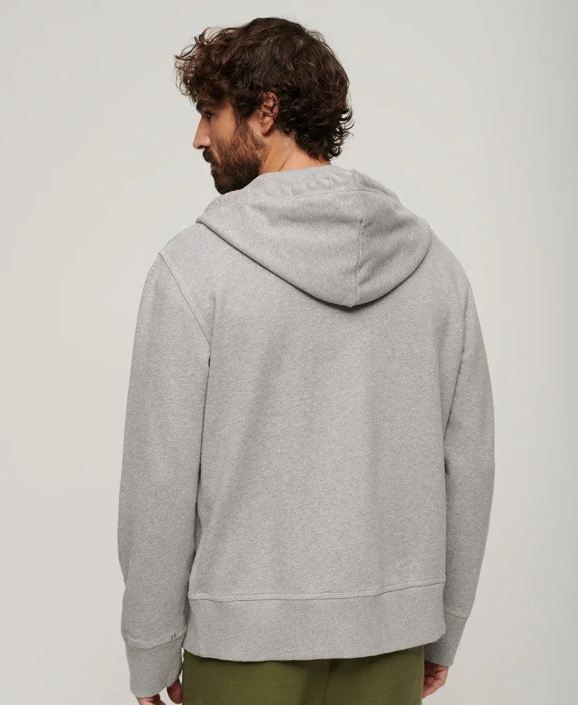 Contrast Stitch Relax Zip Hood | Washed College Grey