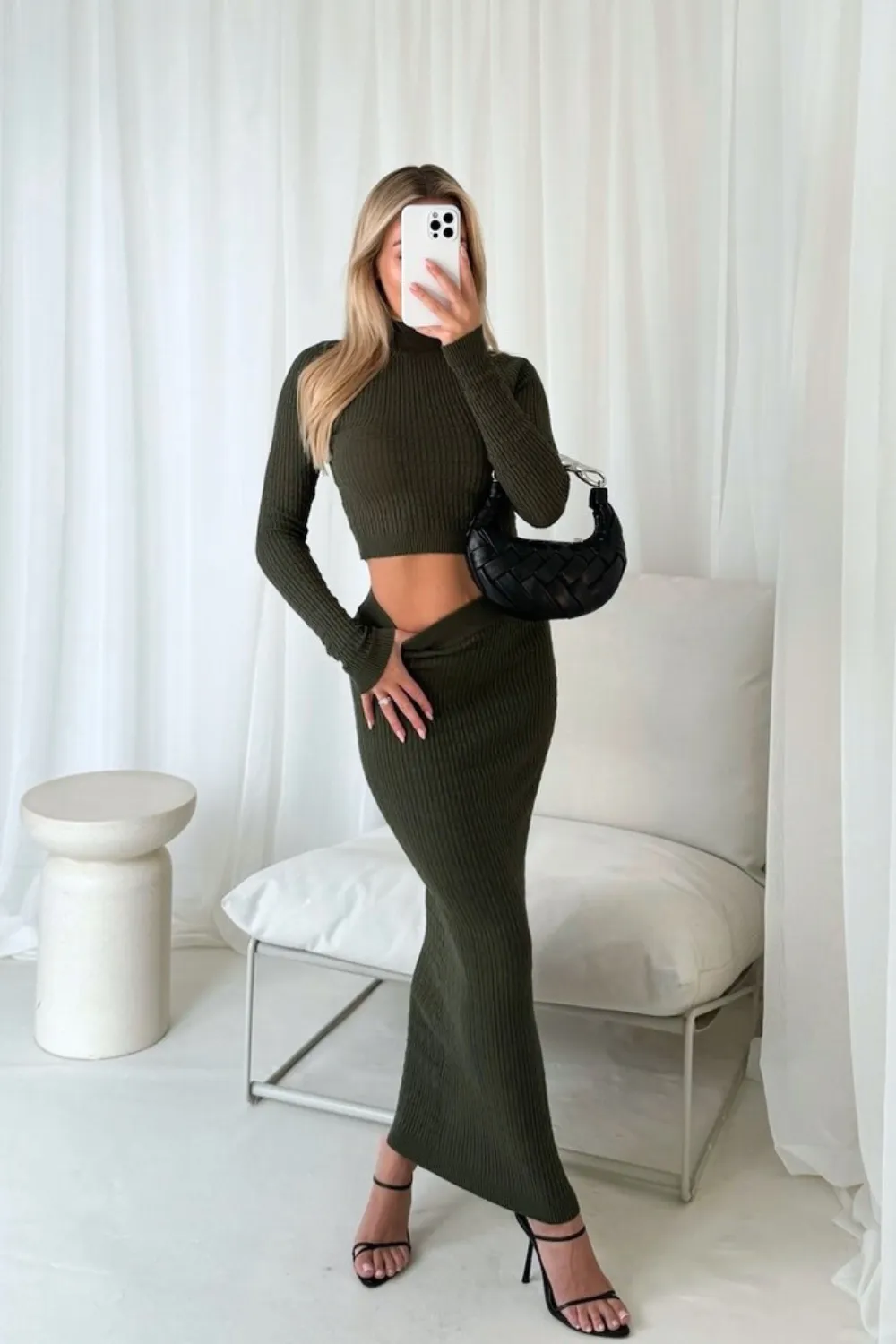 Cordy khaki knitted co-ord