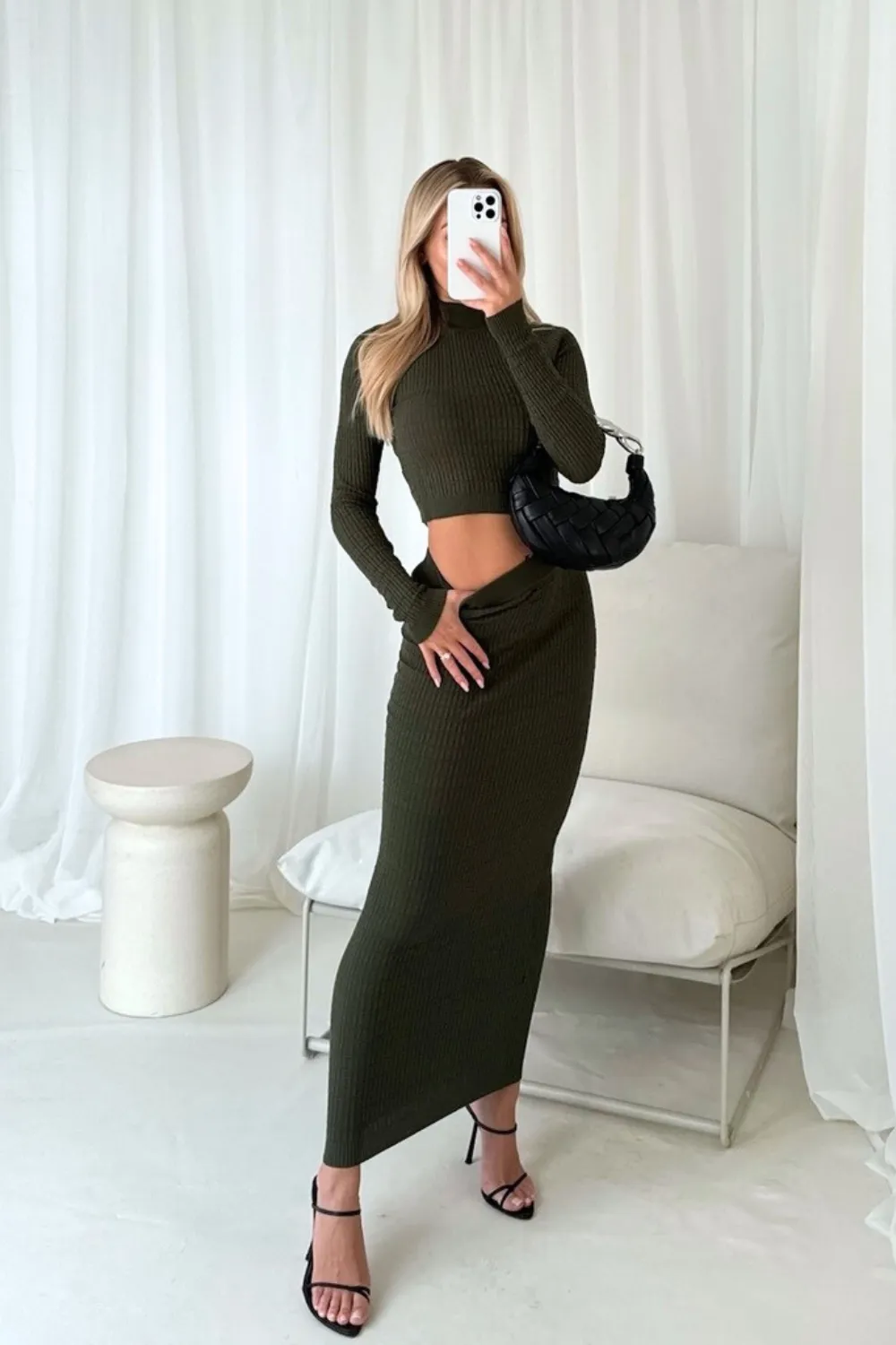 Cordy khaki knitted co-ord