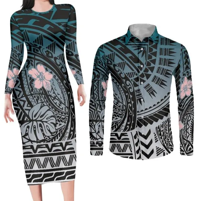 Couples Swag Matching Bodycon Dress and Shirt Engagement Outfits