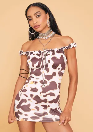 Courageous Cow Print Tank Dress