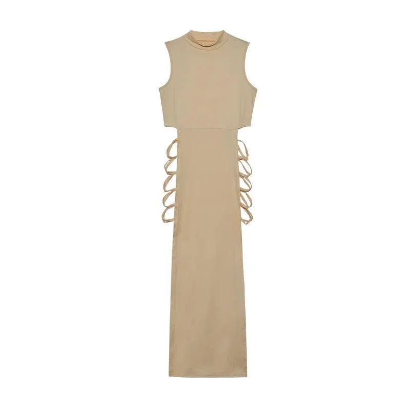 Criss Cross Cut Out Dress: Contemporary Sleeveless Chicwear