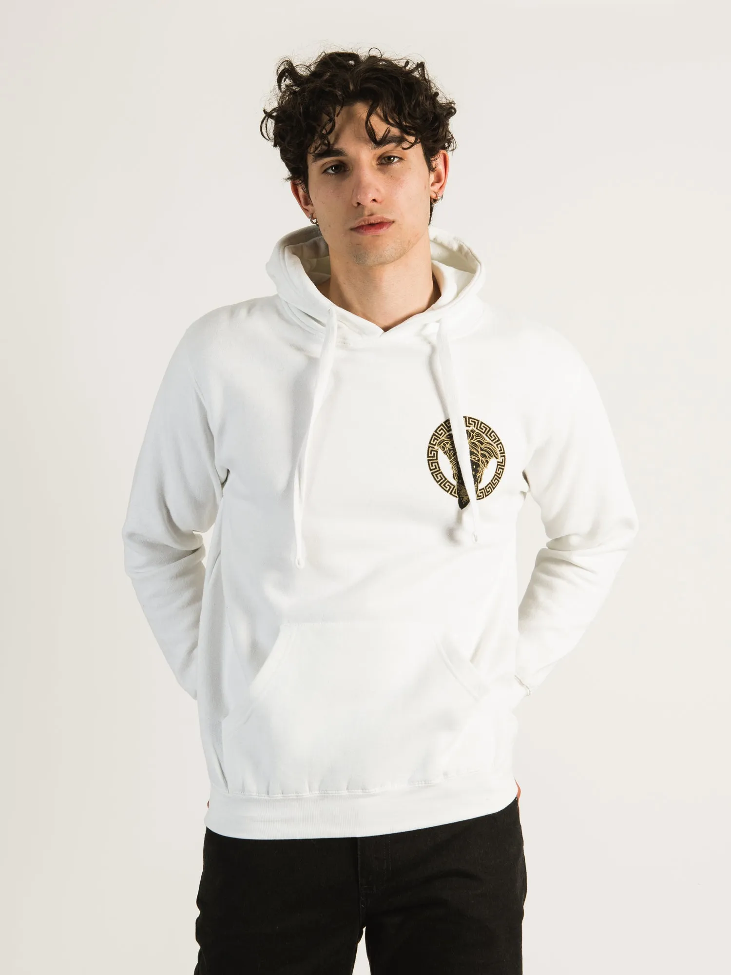 CROOKS & CASTLES GRECO METALLIC MEDUSA PULLOVER HOODIE