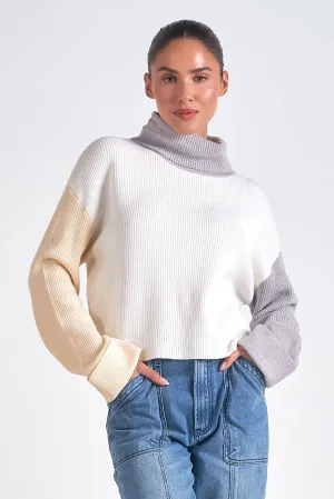 Cropped Color Block Sweater