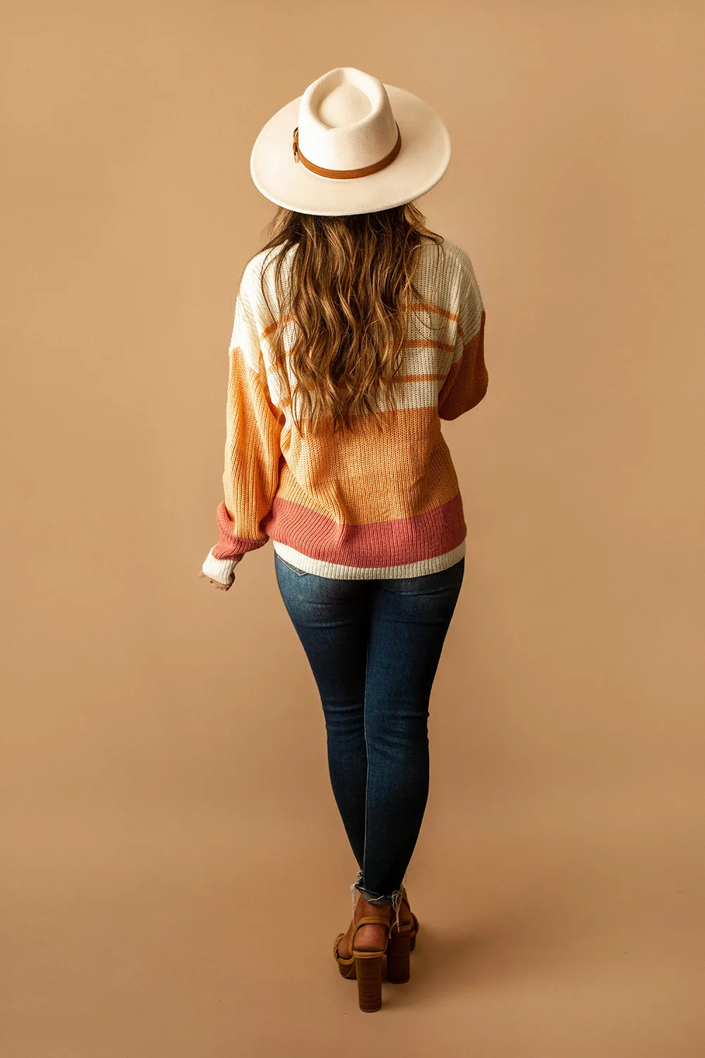 Crush Of The Season Striped Color Block Sweater (Peach) | FINAL SALE