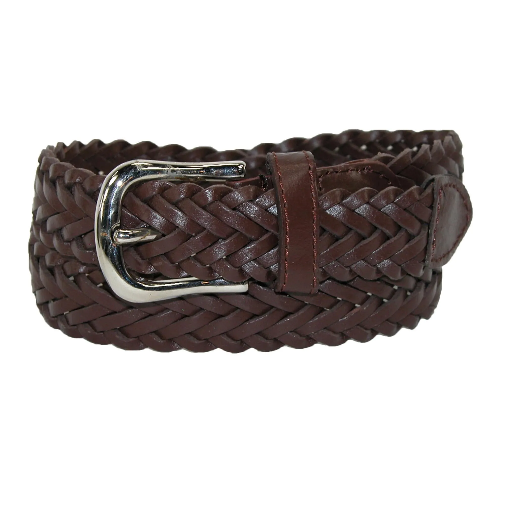 CTM® Boys' Leather Adjustable Braided Dress Belt (Pack of 2 Colors)