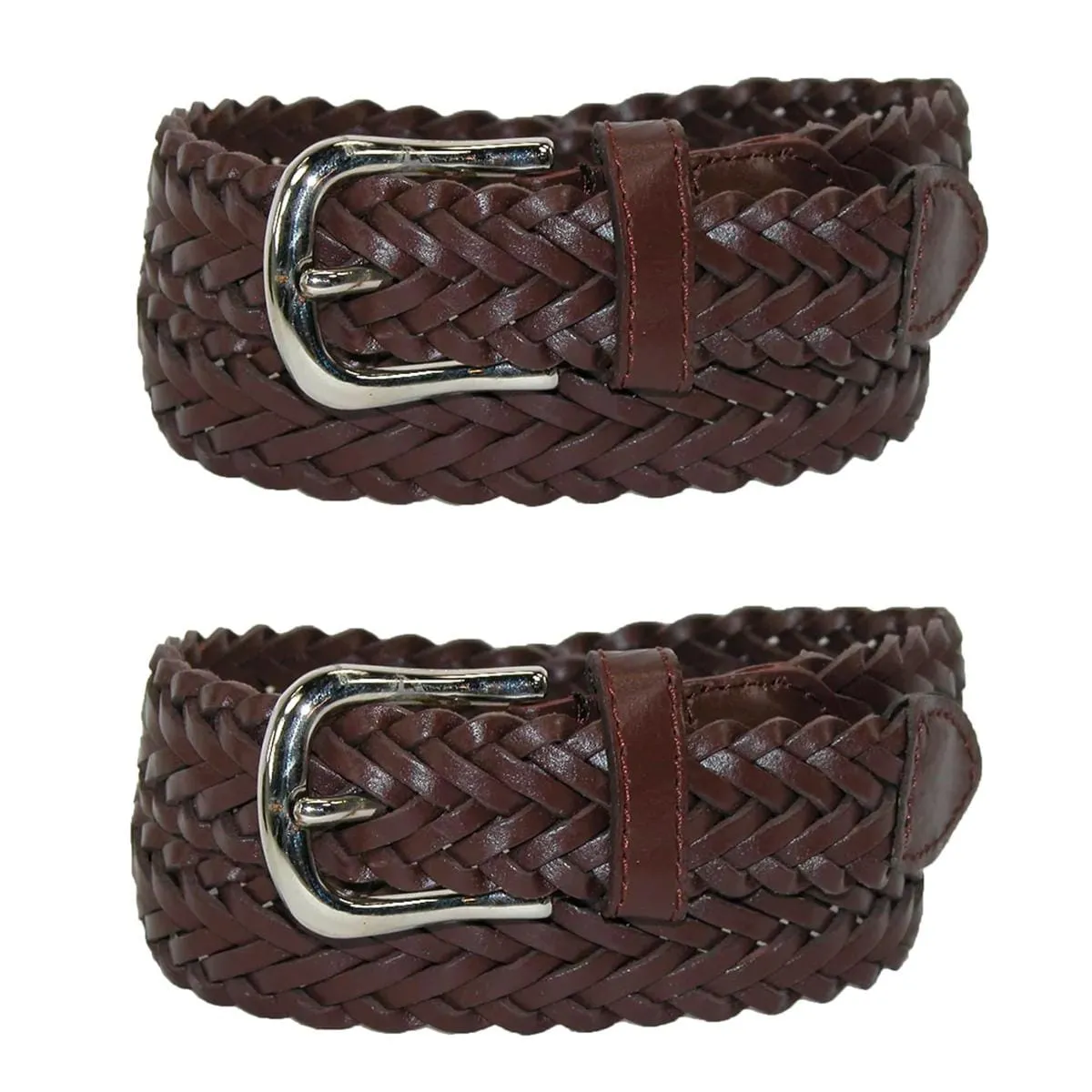 CTM® Boys' Leather Braided Dress Belt (Pack of 2)