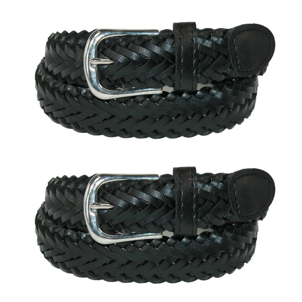 CTM® Boys' Leather Braided Dress Belt (Pack of 2)