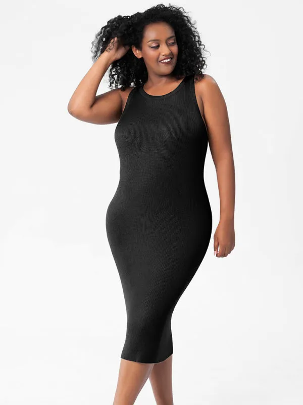 Curve-Hugging Plus Size Knit Bodycon Tank Dress