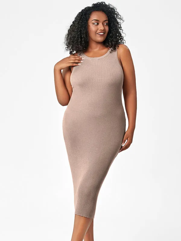 Curve-Hugging Plus Size Knit Bodycon Tank Dress