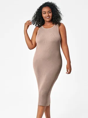 Curve-Hugging Plus Size Knit Bodycon Tank Dress