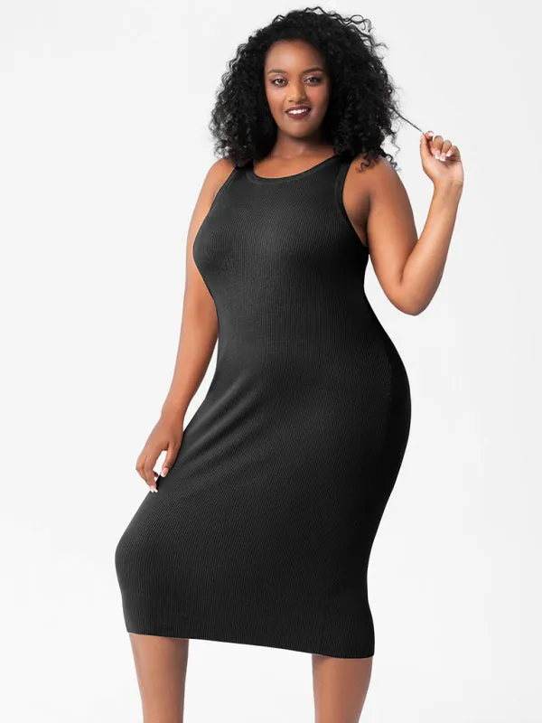 Curve-Hugging Plus Size Knit Bodycon Tank Dress