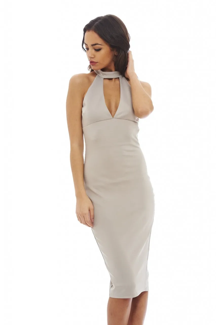 Cut Out Neck Midi Dress