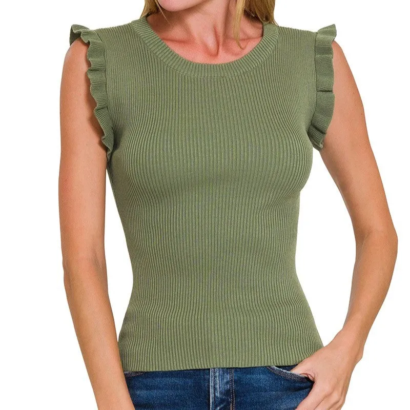 Daddy's Girl Sweater Vest in Lt Olive