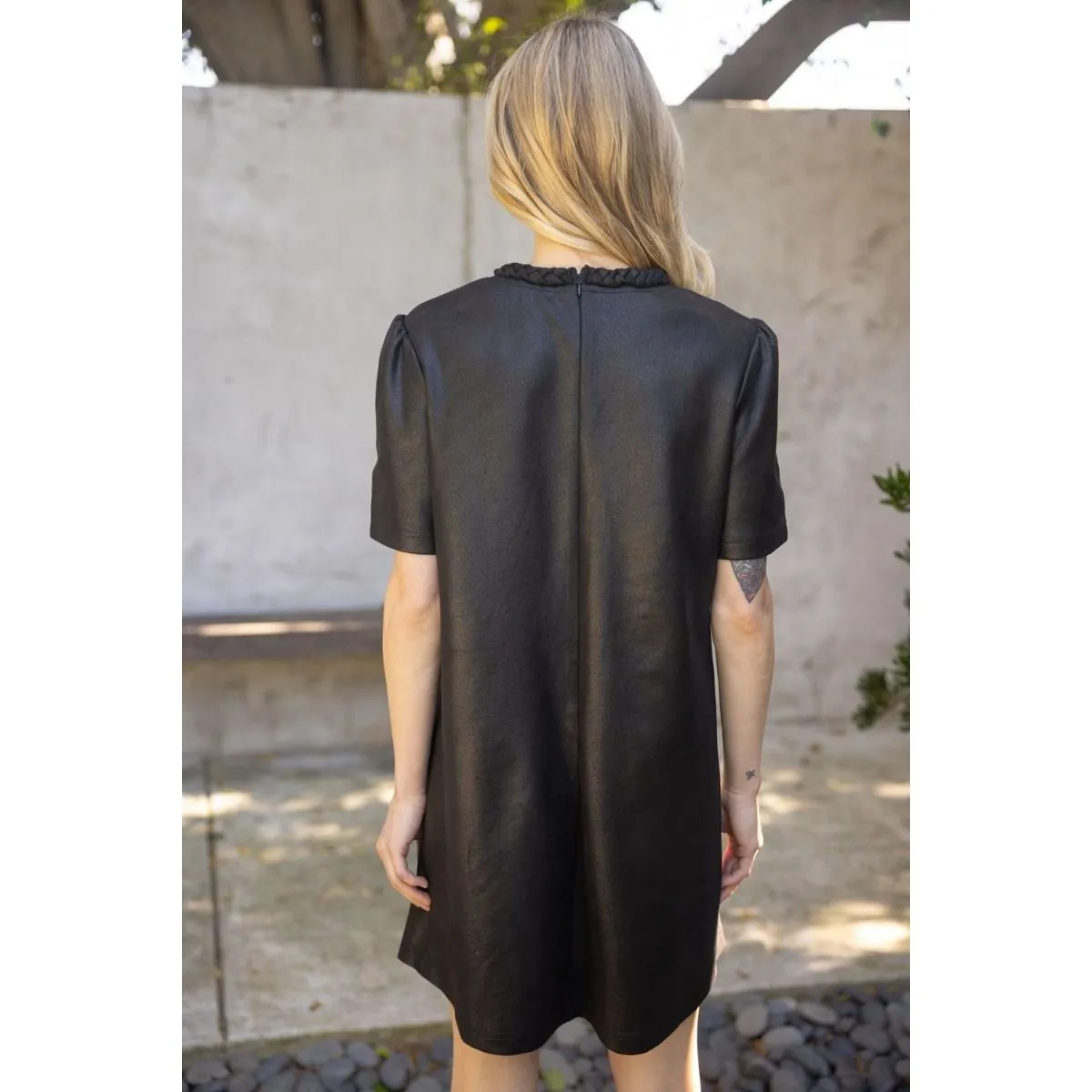 Daniela Braid Neck Double Pocket Leather VOY Dress