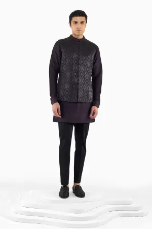 DEEP WINE JAMDANI NEHRU JACKET