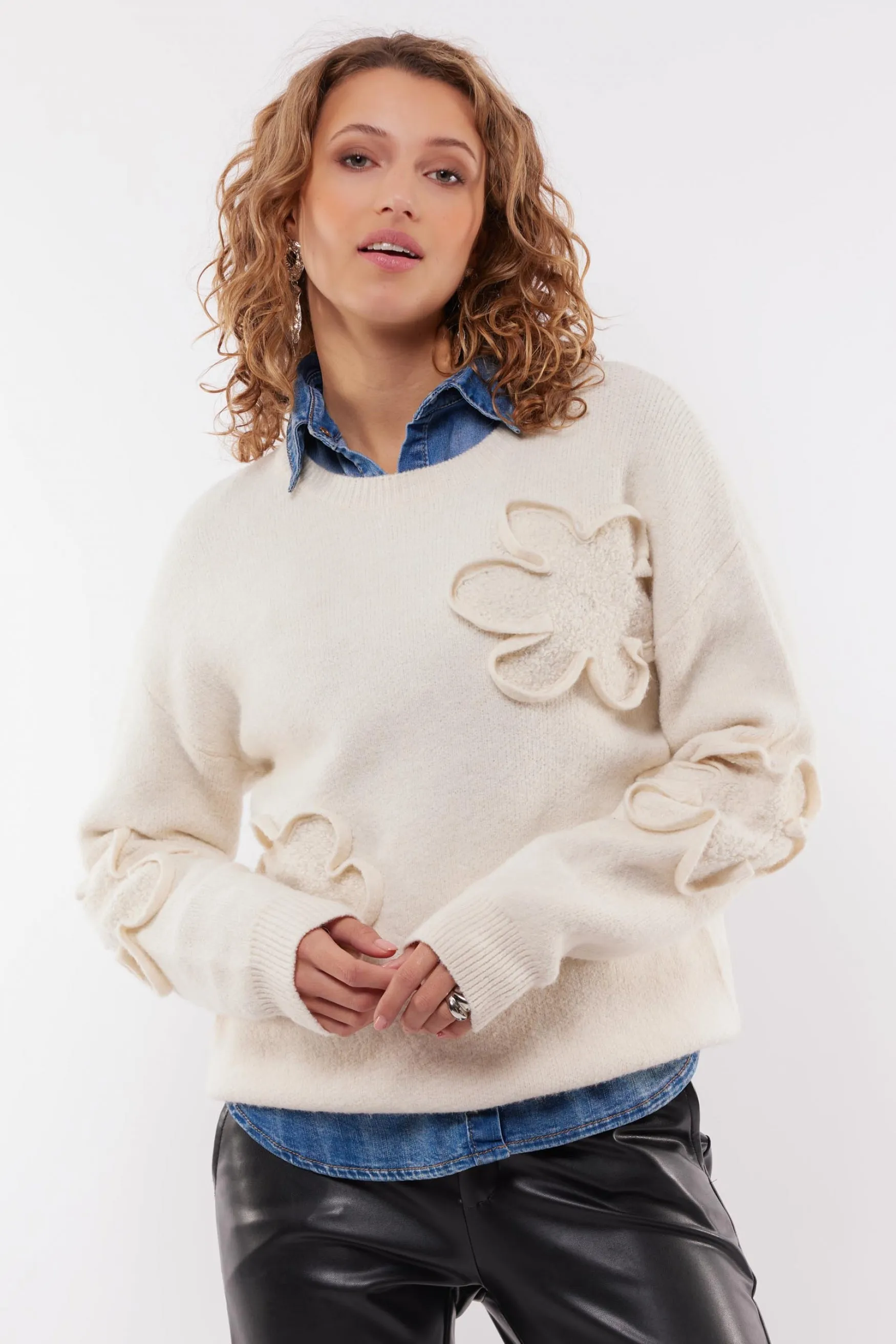 Dinja knit sweater | Wool White