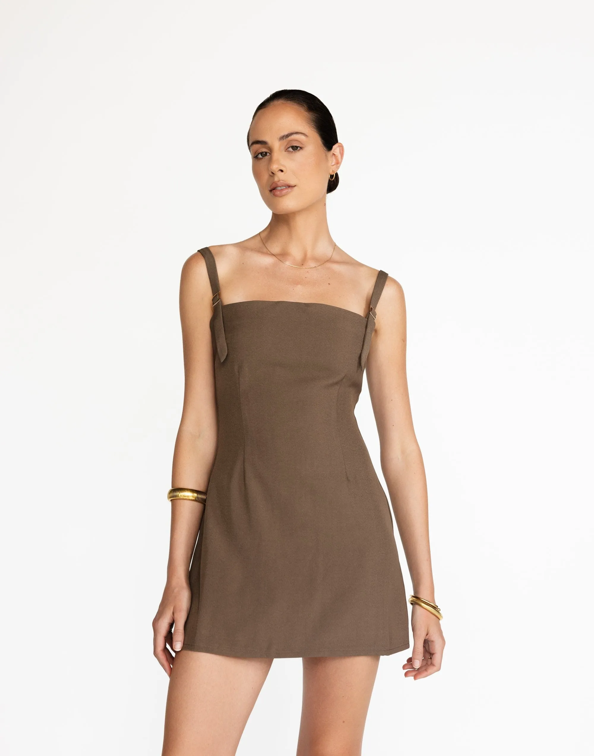 Dominique Mini Dress (Coffee)