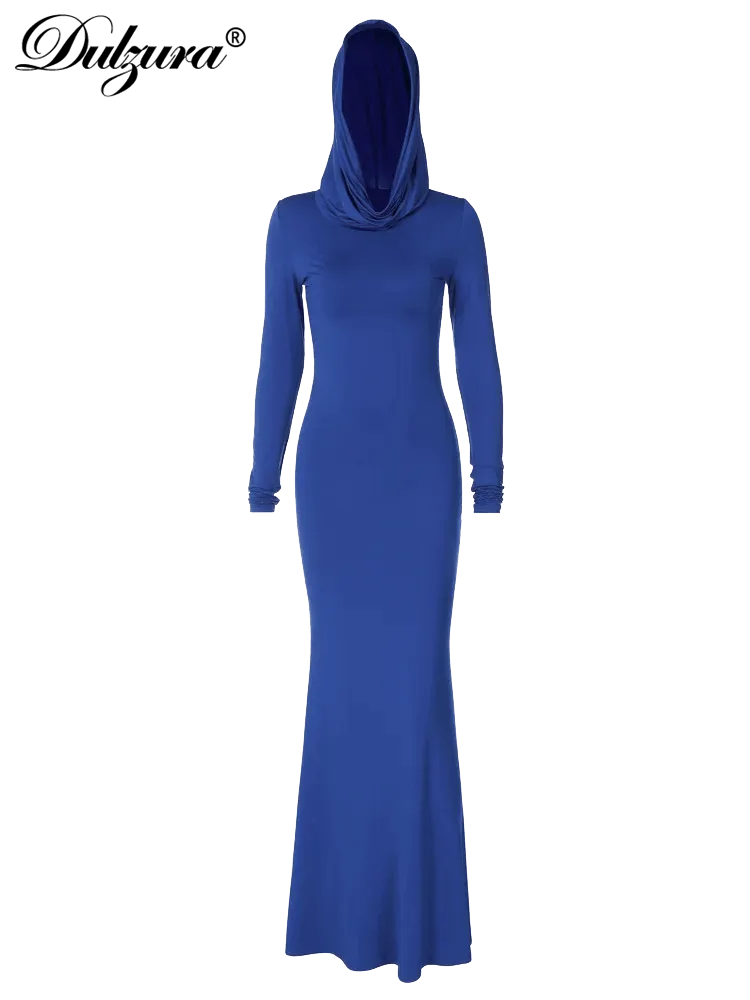 Dulzura Hooded Maxi Dress: Elegant Bodycon Gown for Women