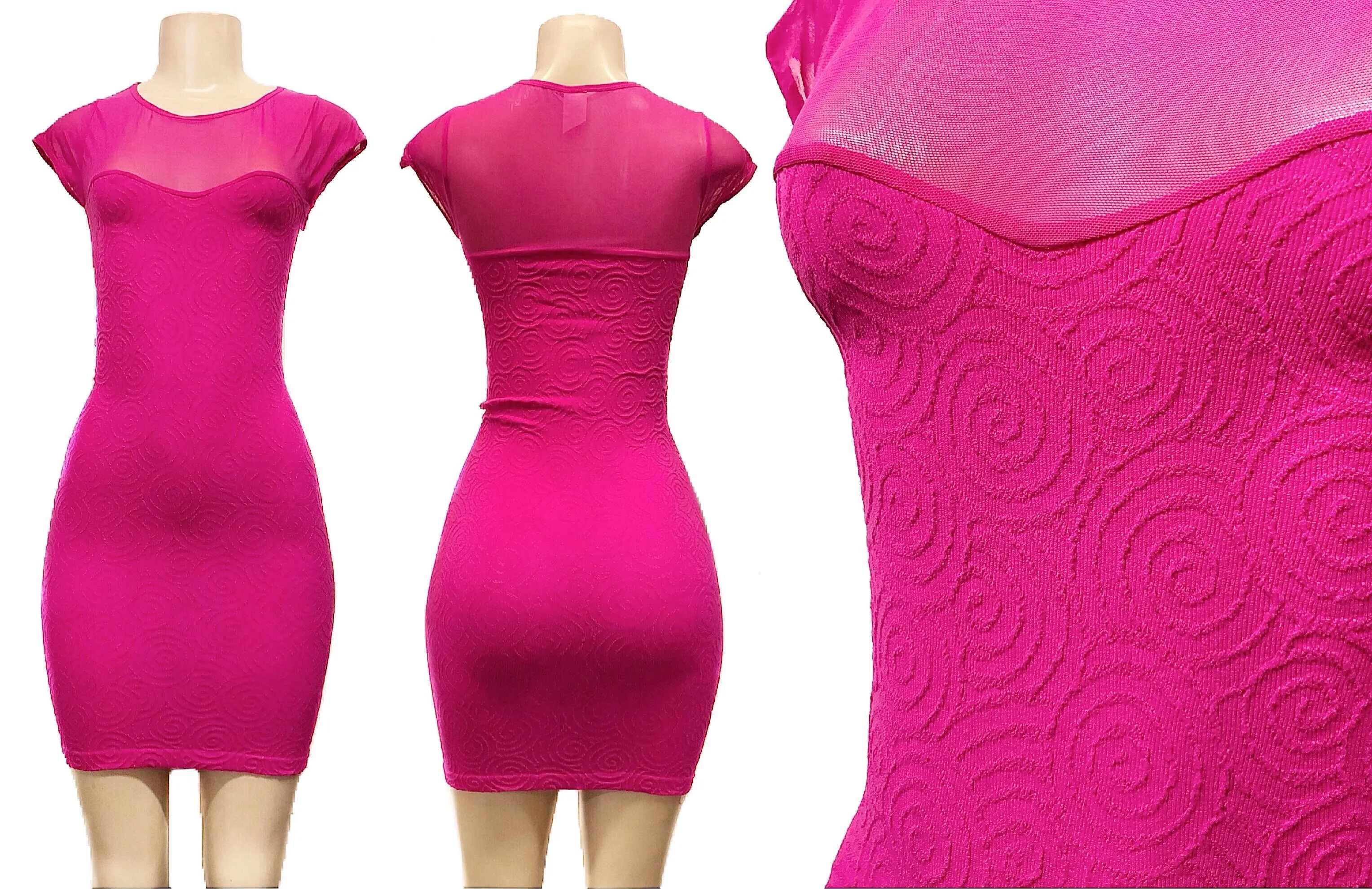 Evening Bodycon Dress with Sweetheart Neckline & Sheer Upper