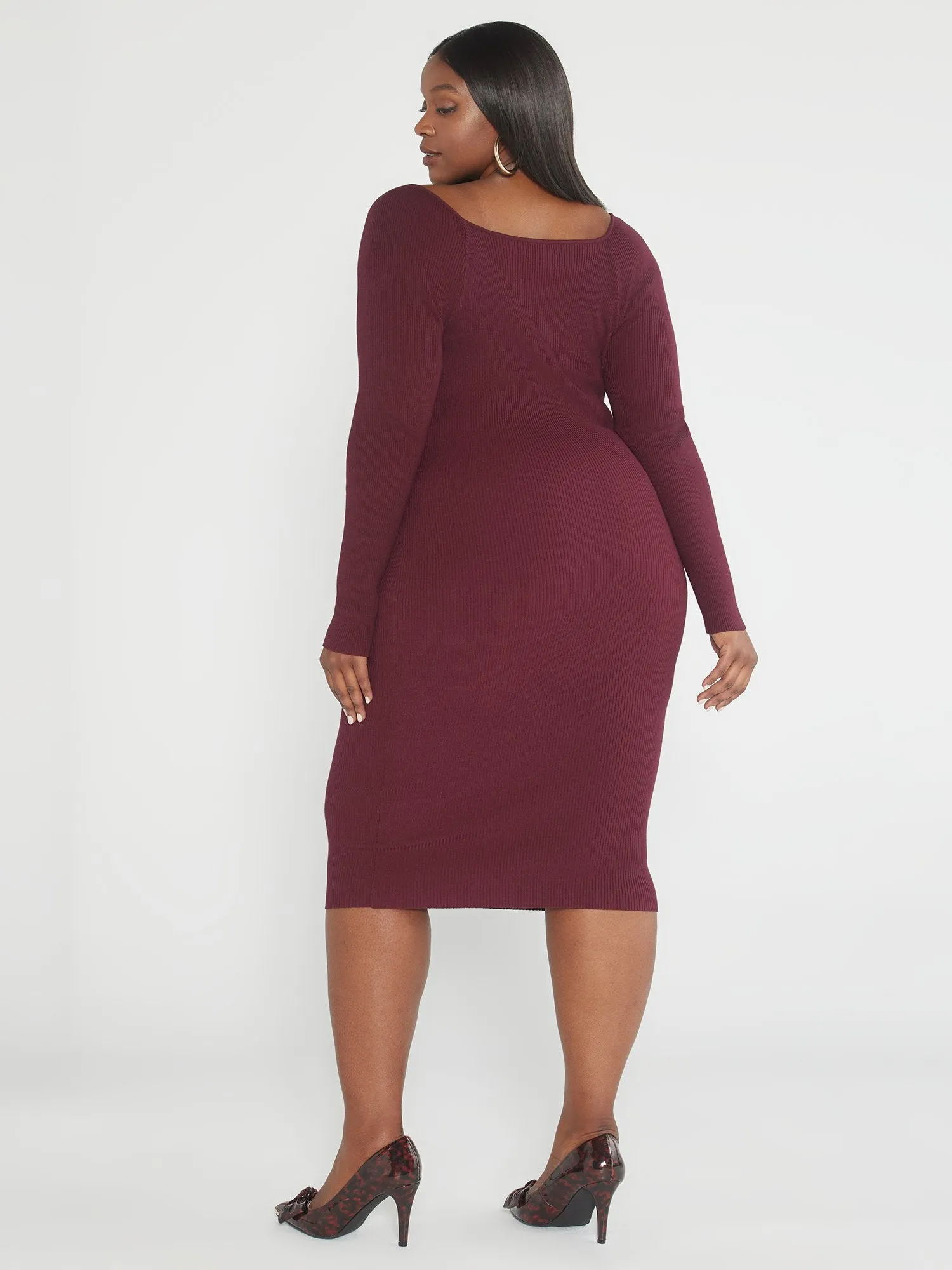 Fashion To Figure - Lorena Ribbed Knit Sweater Dress