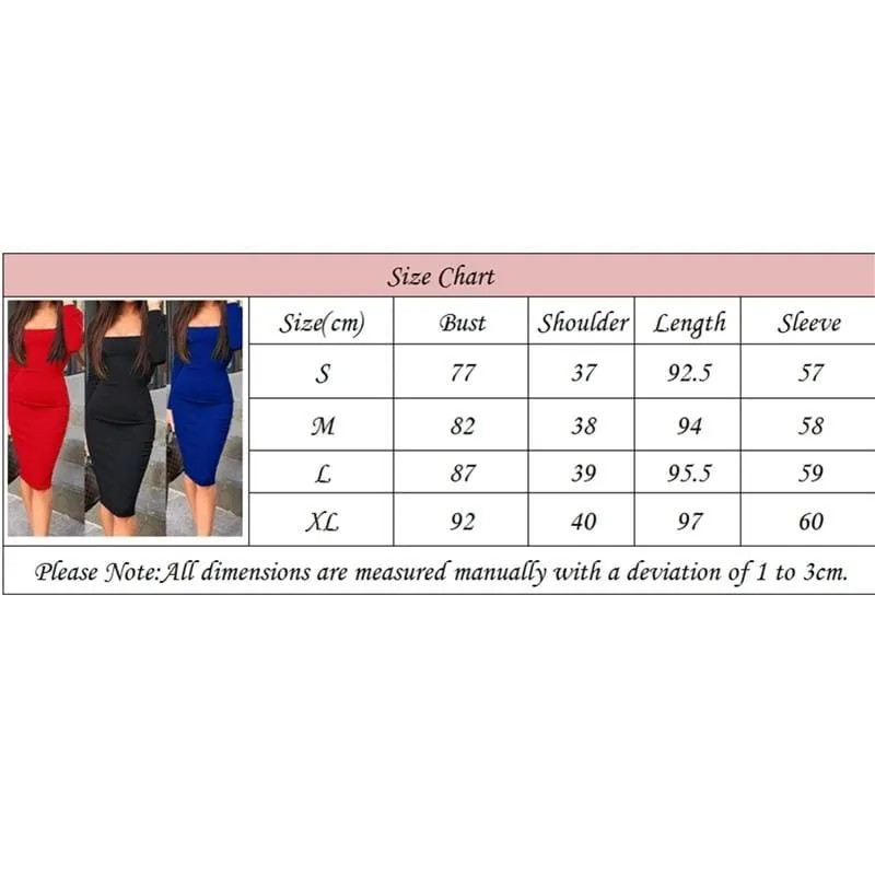 FashionSierra - Elegant Women Autumn Bandage Bodycon Knee-length Dress