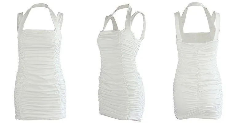 FashionSierra - Summer Party Dress Women Sleeveless Bodycon Pleated Mini Dress