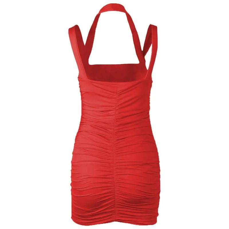 FashionSierra - Summer Party Dress Women Sleeveless Bodycon Pleated Mini Dress