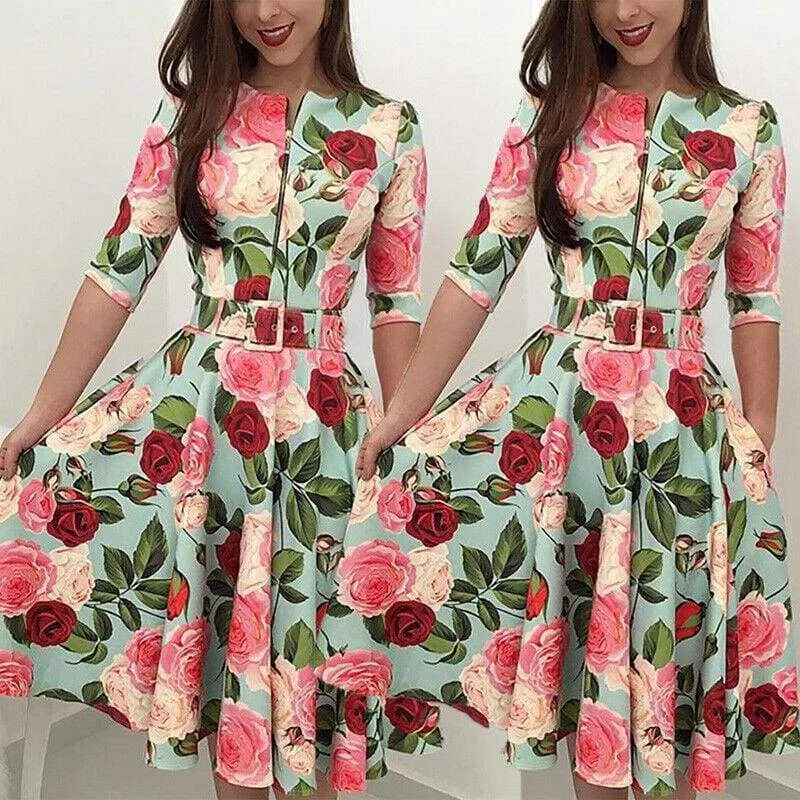 FashionSierra - Women Bandage Bodycon Long Sleeve Short Mini Floral Party Casual Dress