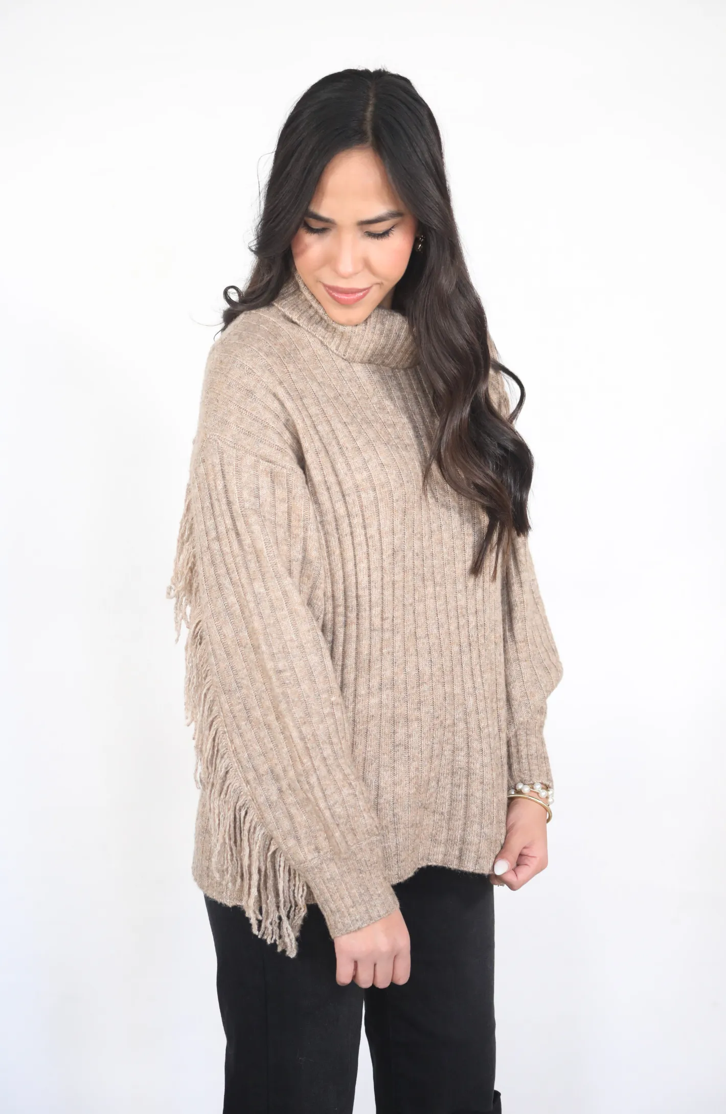 For The Love Of Fringe Mocha Sweater