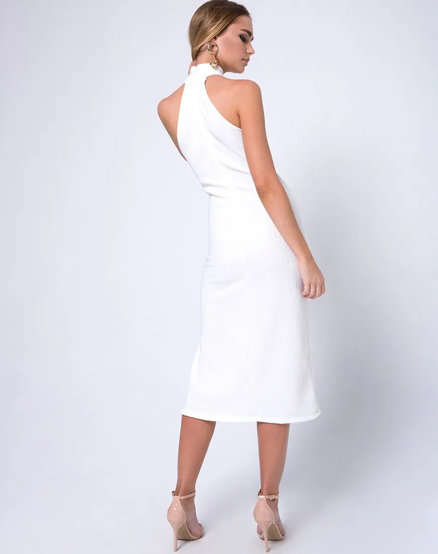 Freja Bodycon Dress in Multi Rib Ivory