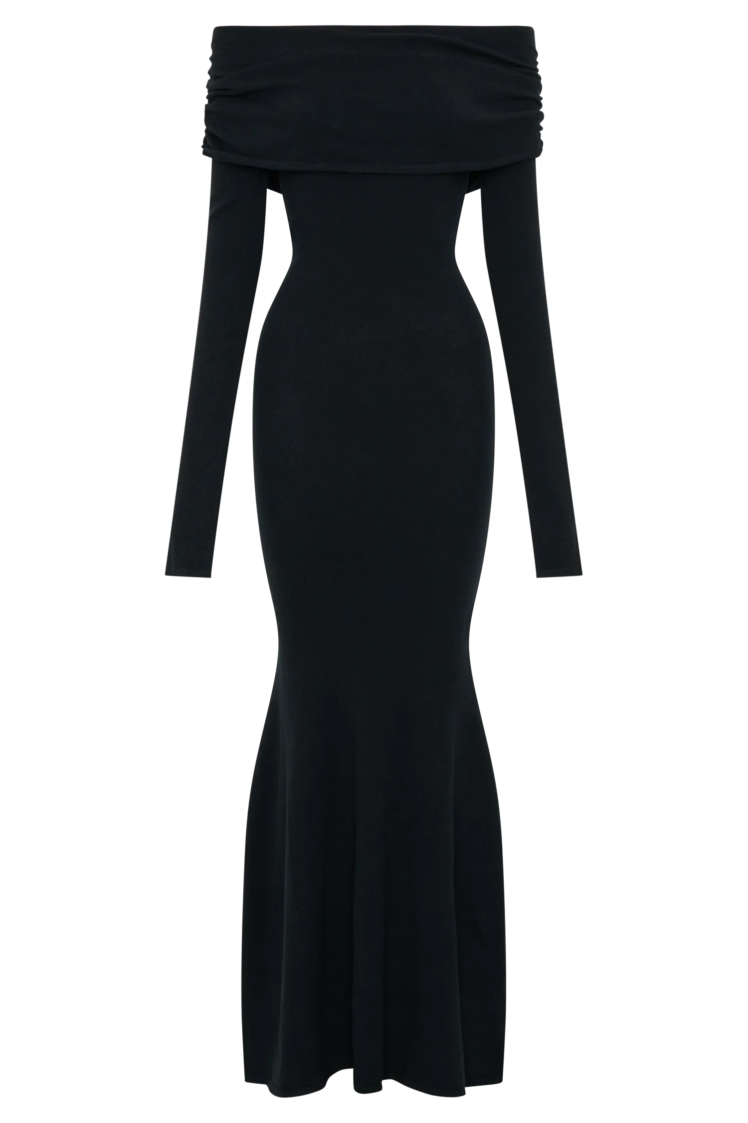 Georgiana Off Shoulder Knit Midi Dress - Black