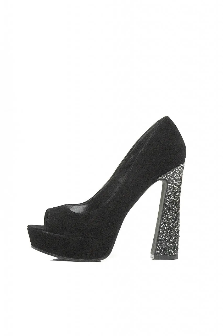 Glitter Heel Peep Toe