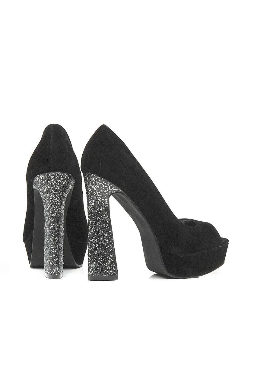 Glitter Heel Peep Toe