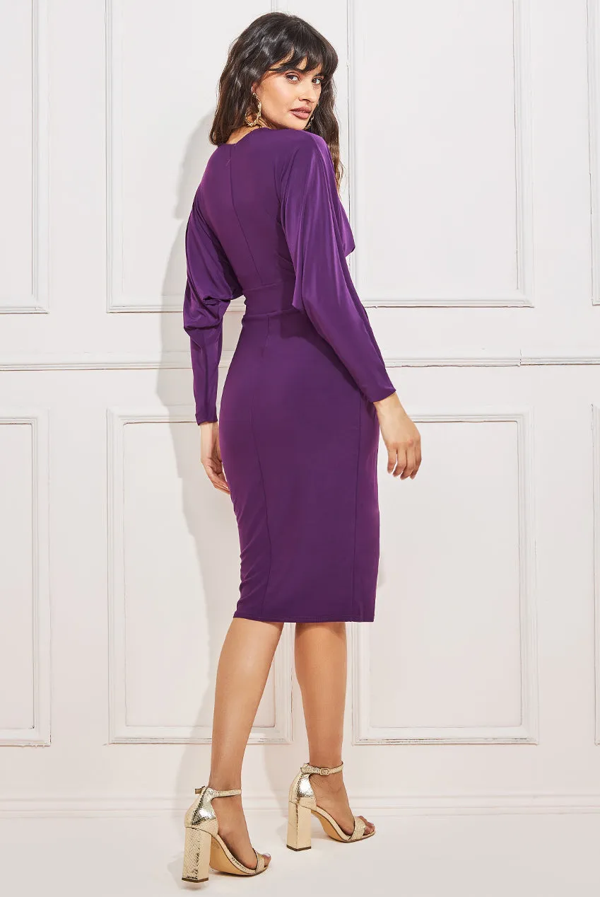 Goddiva Dolman Sleeve Bodycon Midi Dress