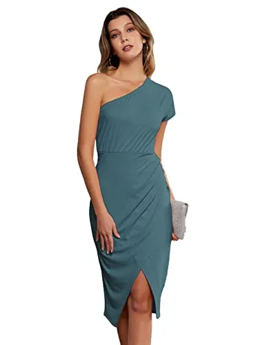 GRACE KARIN One Shoulder Homecoming Dress Graduation Dress Blue Green S