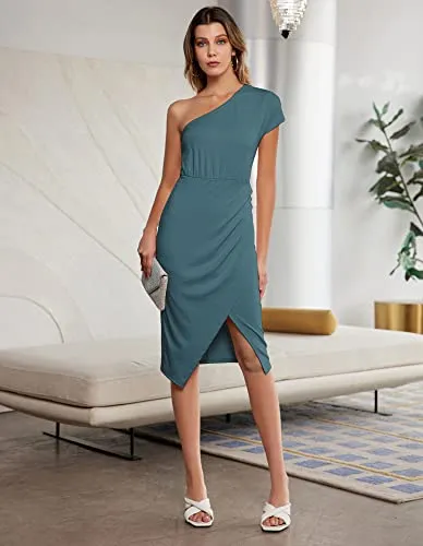 GRACE KARIN One Shoulder Homecoming Dress Graduation Dress Blue Green S