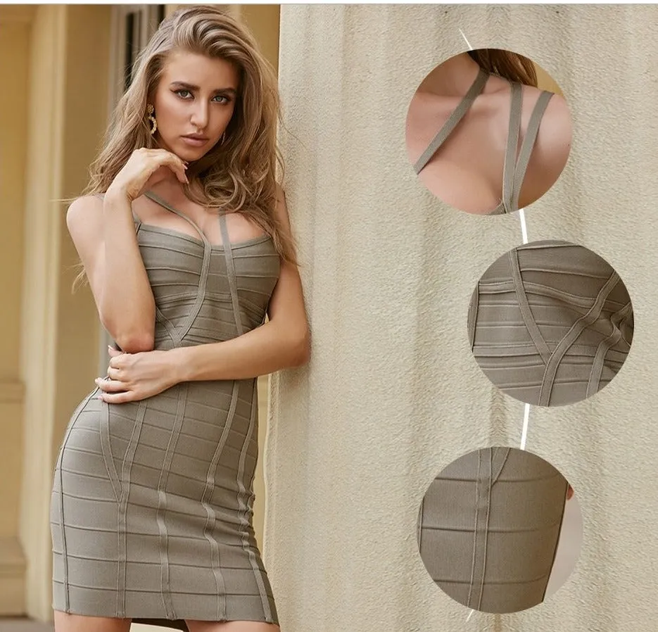 Grey Bandage Mini Bodycon Dress