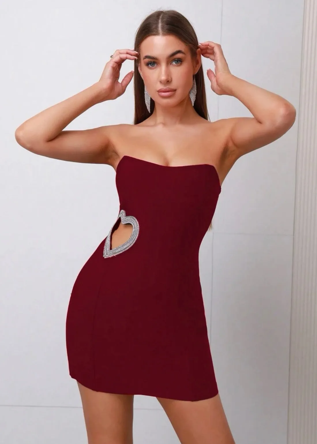 Heart Shaped Hollow-out Tube Bodycon Dress