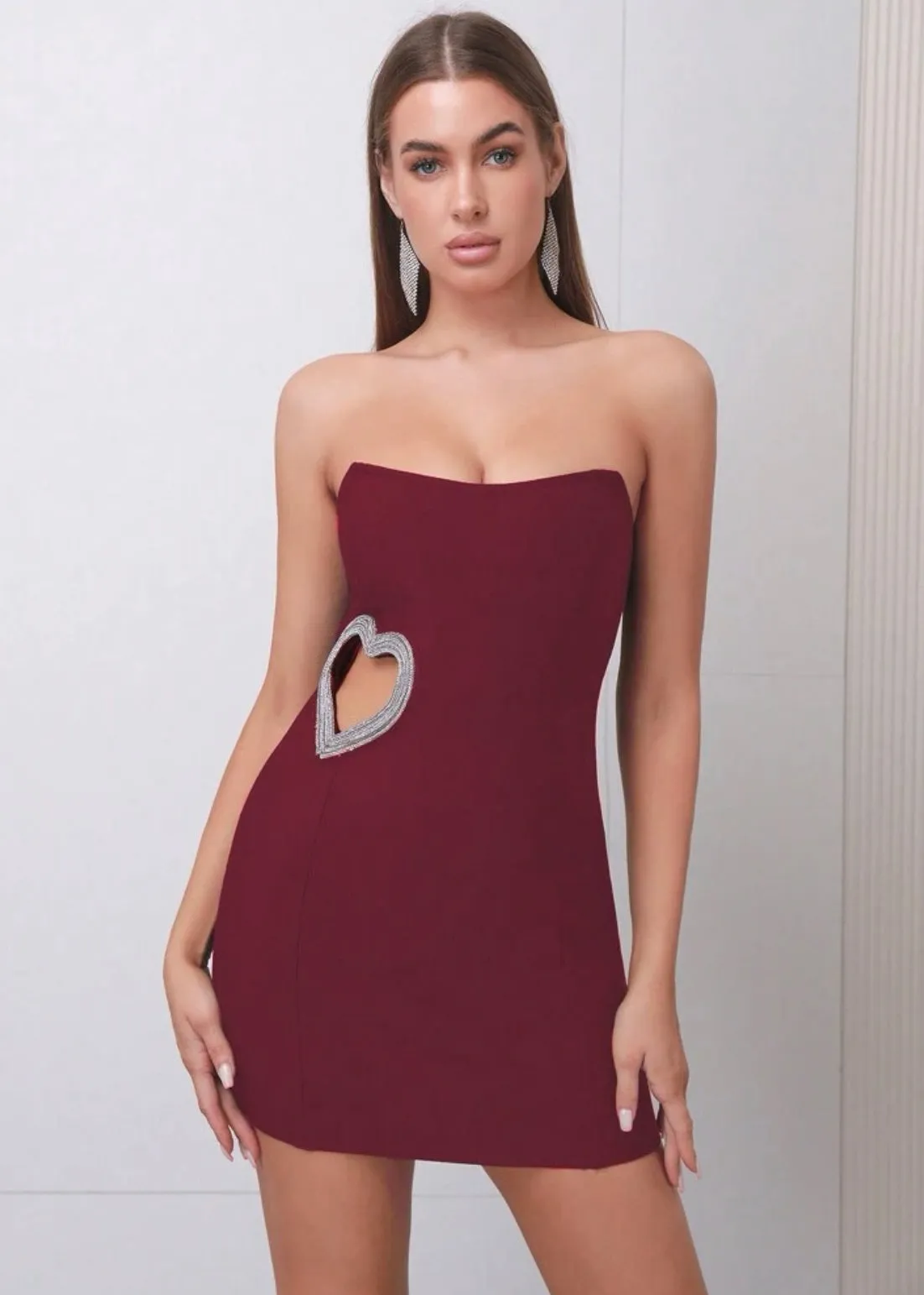 Heart Shaped Hollow-out Tube Bodycon Dress