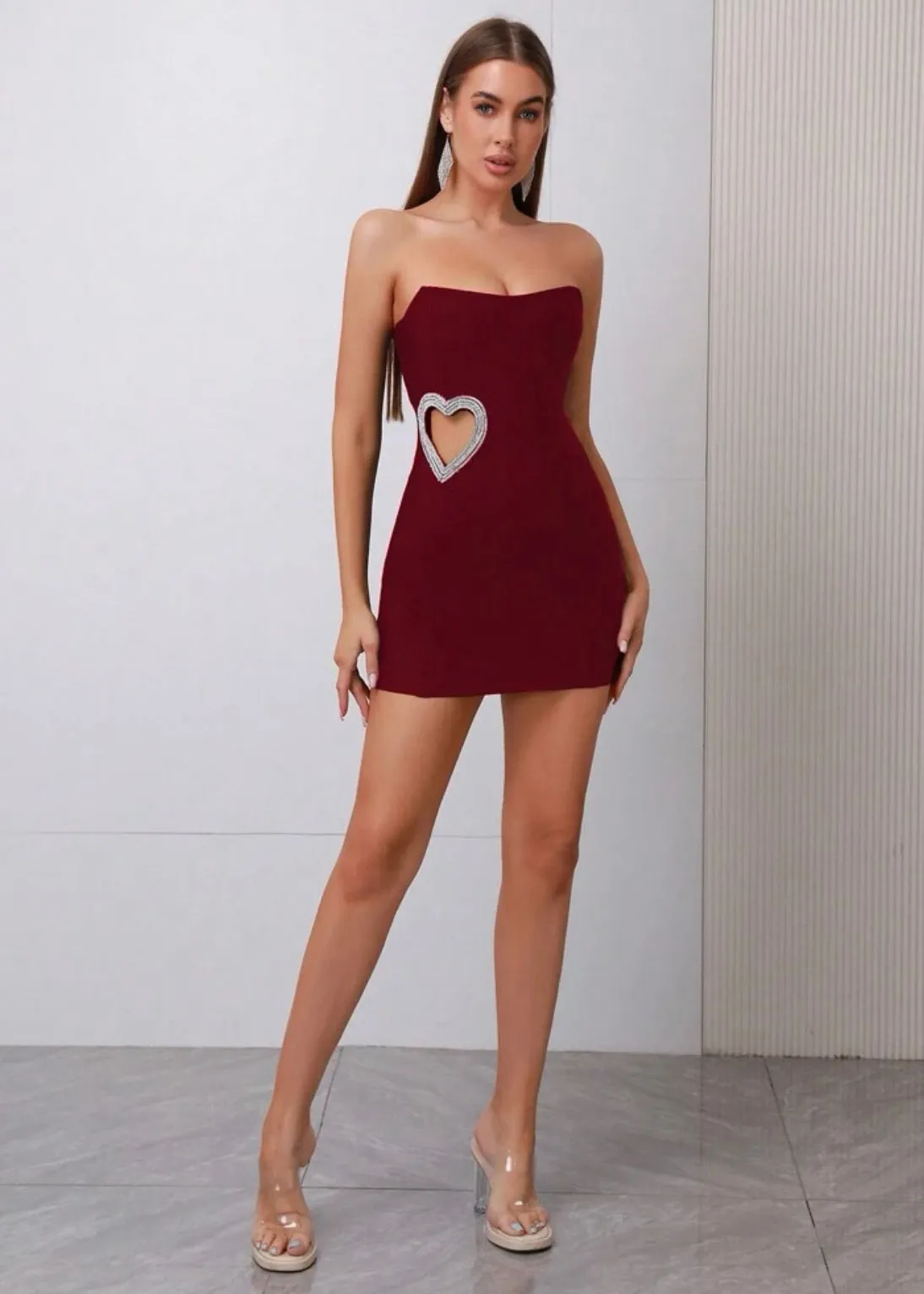 Heart Shaped Hollow-out Tube Bodycon Dress