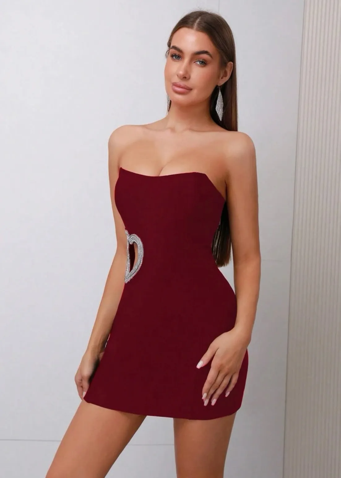 Heart Shaped Hollow-out Tube Bodycon Dress