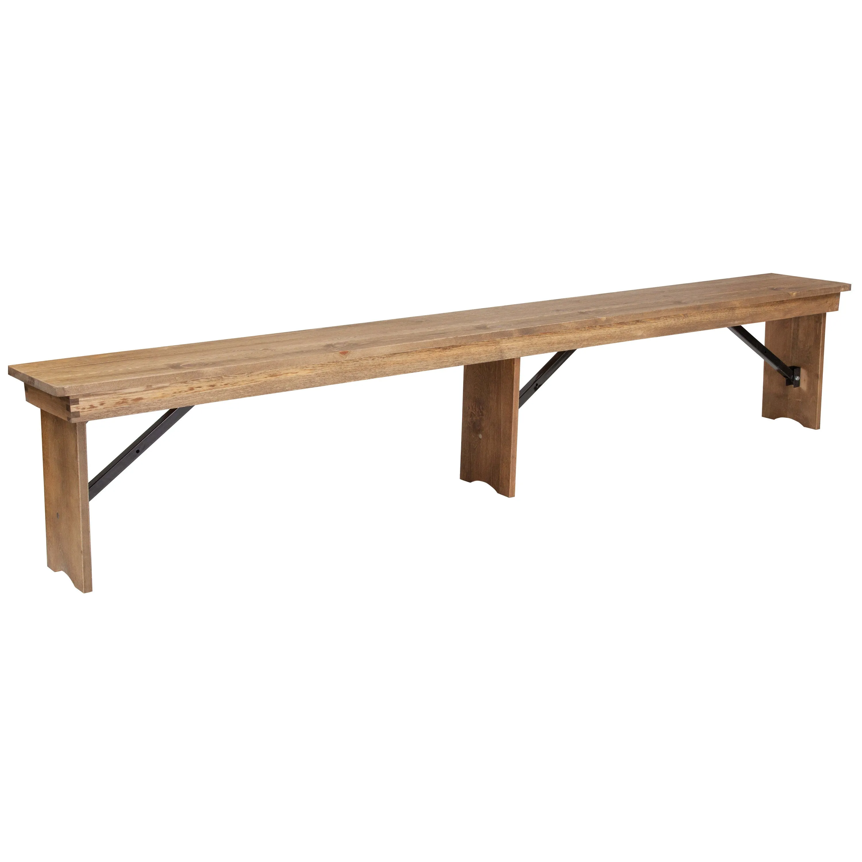 HERCULES Series 8' x 12'' Solid Pine Folding Farm Bench with 3 Legs