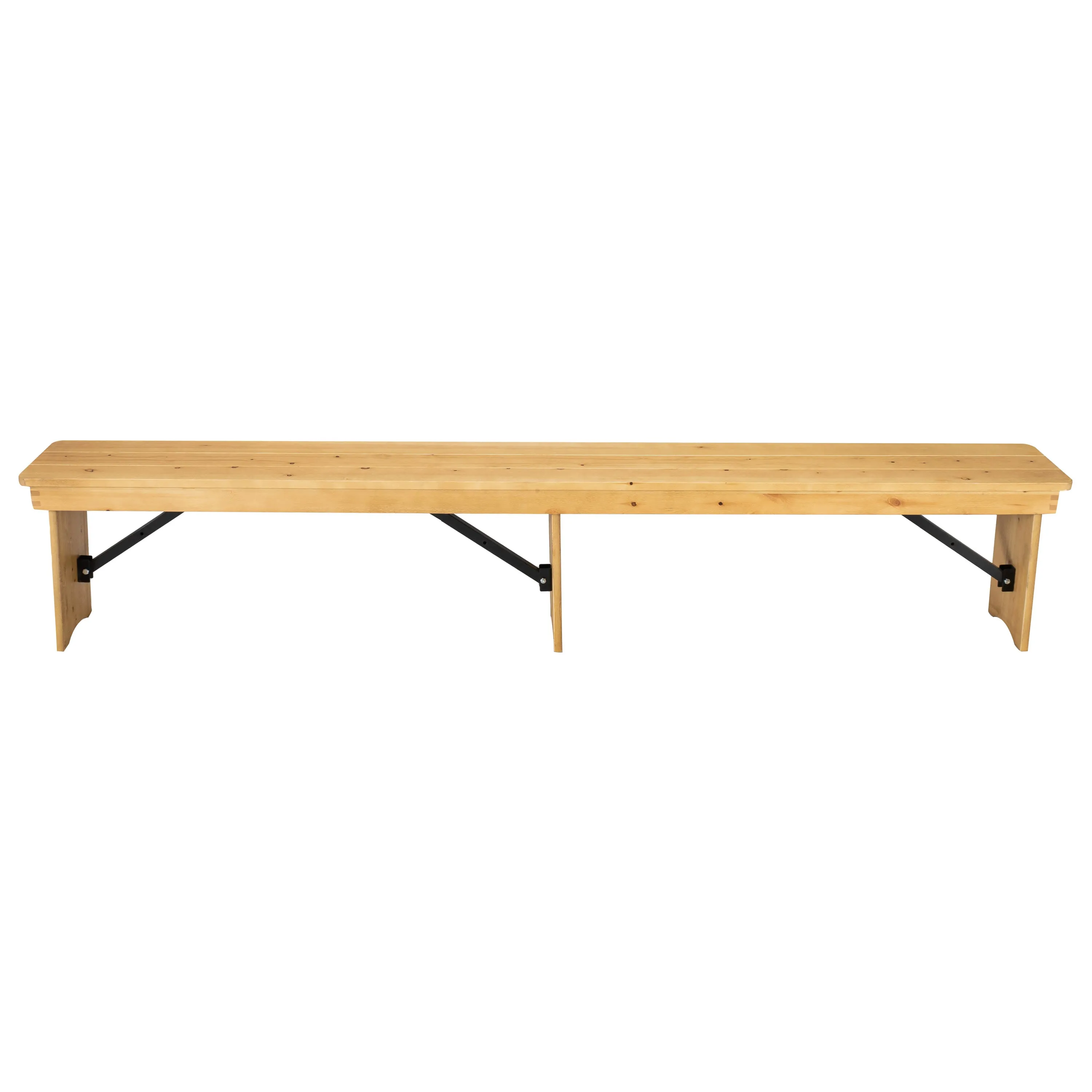 HERCULES Series 8' x 12'' Solid Pine Folding Farm Bench with 3 Legs