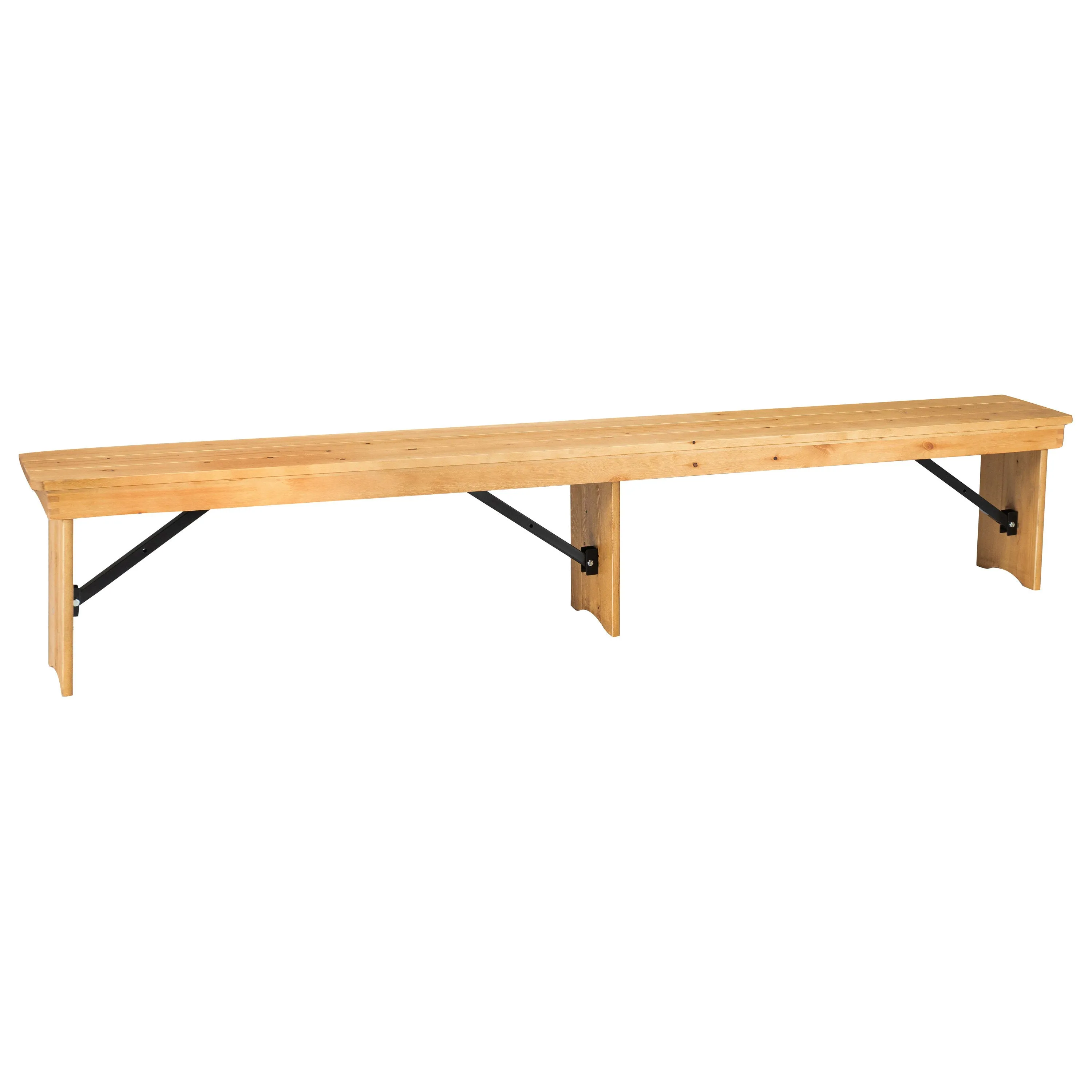 HERCULES Series 8' x 12'' Solid Pine Folding Farm Bench with 3 Legs