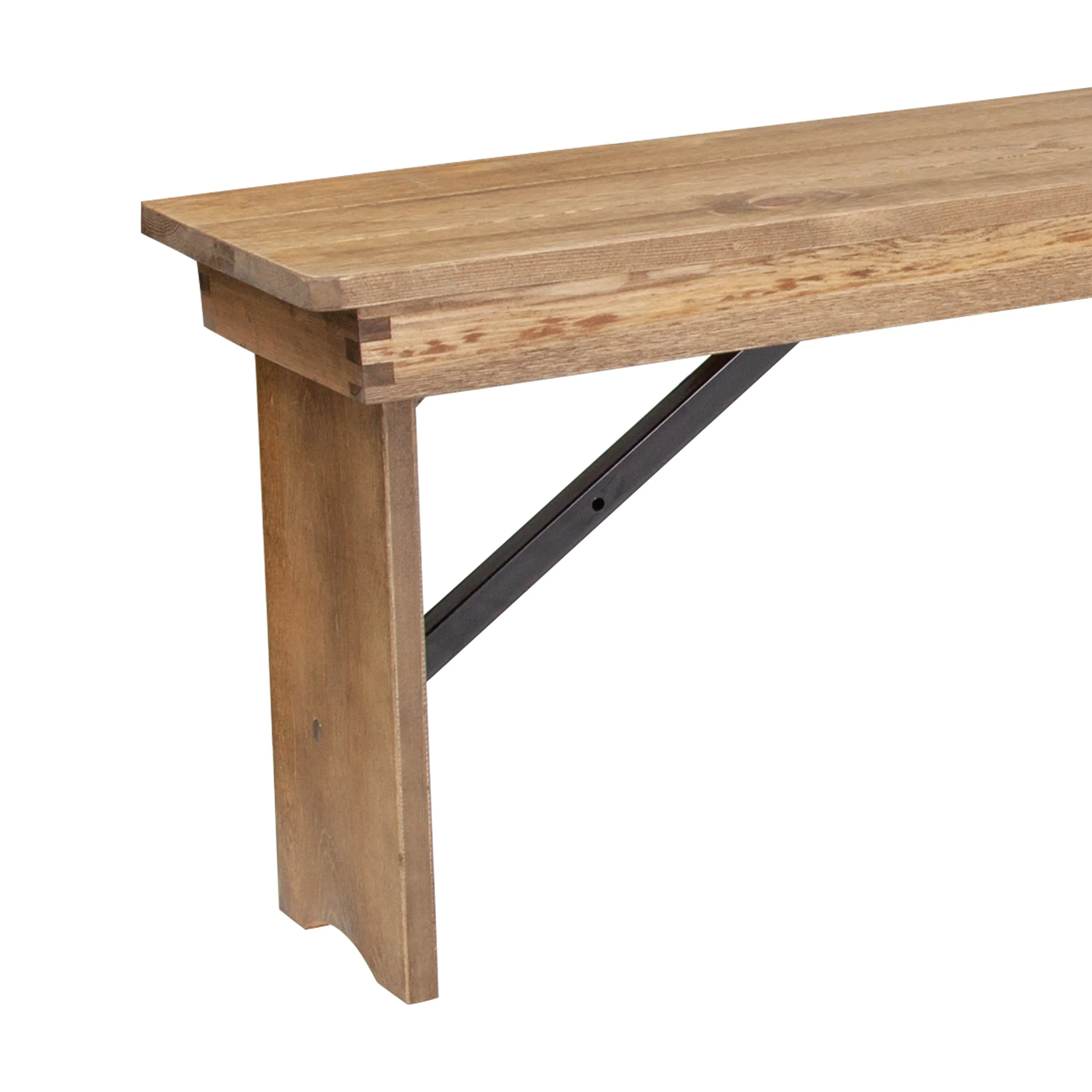 HERCULES Series 8' x 12'' Solid Pine Folding Farm Bench with 3 Legs