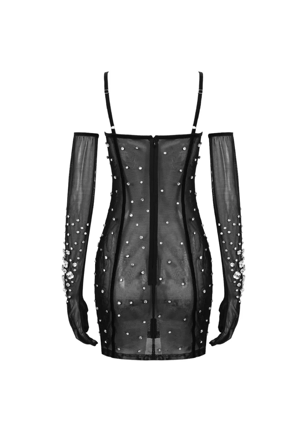 Hester Rhinestone Embroidery Sheer Dress