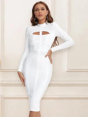 Hollow Out long sleeve bodycon Bandage Dress