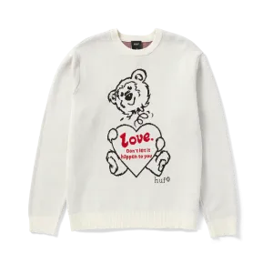 HUF Bad News Crewnecks Sweater Bone