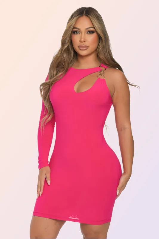 IBIZA SUNRISE ONE SHOULDER MINI BODYCON DRESS